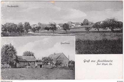 Auschkowitz Burkau Oberlausitz Wučkecy Porchow 2 Bild Gasthaus und Panorama 1914