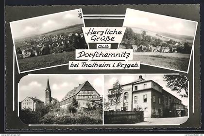 AK Dorfchemnitz bei Thalheim., Kirche, Turnerheim und Teilansichten