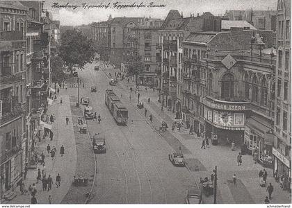 AK Hamburg um 1930 Eppendorf Eppendorfer Baum Straßenbahn Hotel Cafe Kino ? Hoheluft Winterhude Lokstedt Repro Neudruck