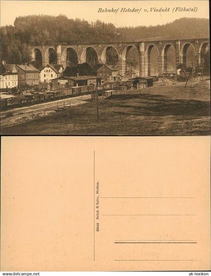 Hetzdorf-Flöha (Sachsen) Bahnhof Hetzdorf u. Viadukt (Flöhatal) 1910