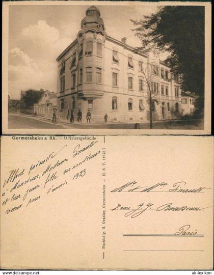 Ansichtskarte Germersheim Offiziersgebäude 1919