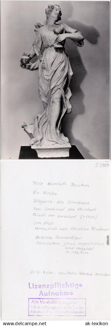 Klix Großdubrau  Kirche:  Gewandfigur Sandstein Denkmal   Gersdorf 1965