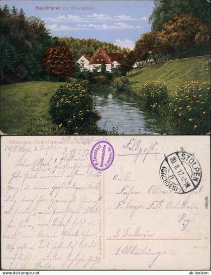 Großharthau Partie an der Buschmühle Wesenitztal b Stolpen 
1917