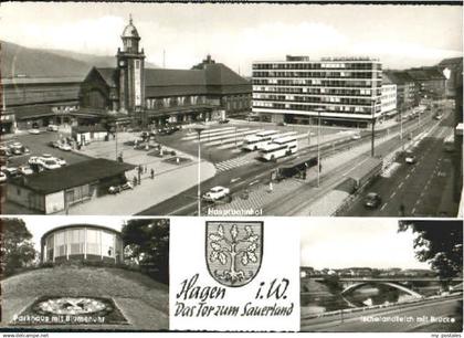 70098340 Hagen Westfalen Hagen Bahnhof Bruecke Uhr x 1966