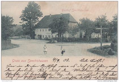 AK Gruss aus Spechtshausen Kinder Gasthof bei Hartha Tharandt Pohrsdorf Fördergersdorf Grumbach Herzogswalde