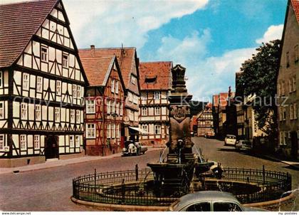 73228384 Hofgeismar Marktplatz Brunnen Altstadt Fachwerkhaeuser Hofgeismar