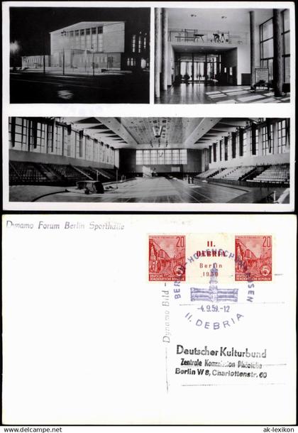 Hohenschönhausen-Berlin Sportforum 3 Bild 1959  gel. MZ Debria Sonderstempel