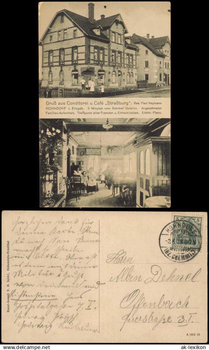 Ansichtskarte Hohndorf Café Straßburg 2 Bild b. Oelsnitz Erzgebirge 1913