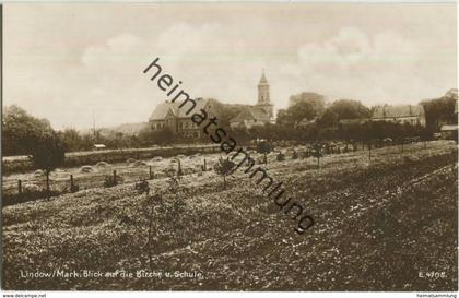 Lindow (Mark) - Blick auf die Kirche und Schule - Foto-AK 20er Jahre - Verlag G. Schroeter Lindow Papier- und Buchhandlu