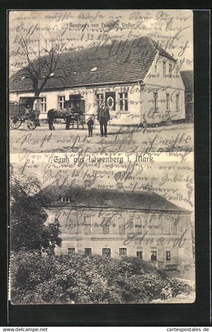 AK Löwenberg i. Mark, Gasthaus v. Friedrich Stoffer, Ritterburg