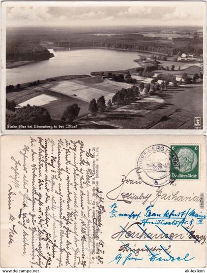 Ansichtskarte Löwenberg (Mark) Luftbild - Linde See 1936