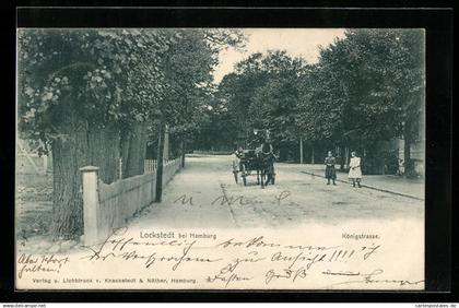 AK Lokstedt bei Hamburg, Königstrasse mit Kutsche