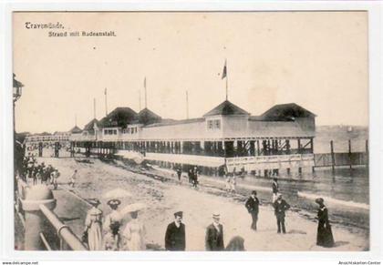 39070991 - Luebeck Travemuende mit Strand und Badeanstalt ungelaufen  Gute Erhaltung.