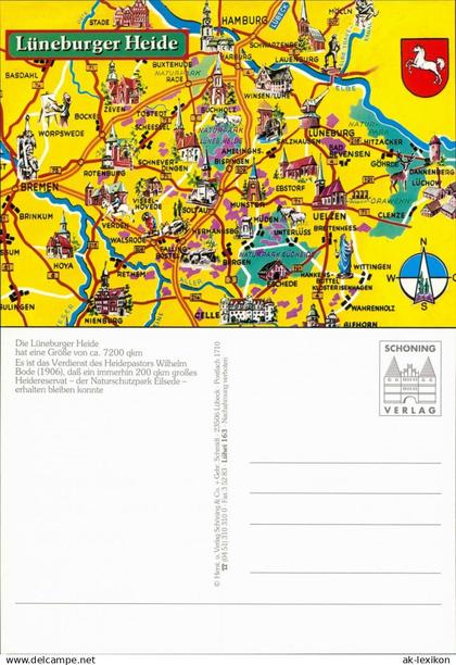 .Niedersachsen Stadtplan/Landkarten-Ansichtskarte - Lüneburger Heide 1995