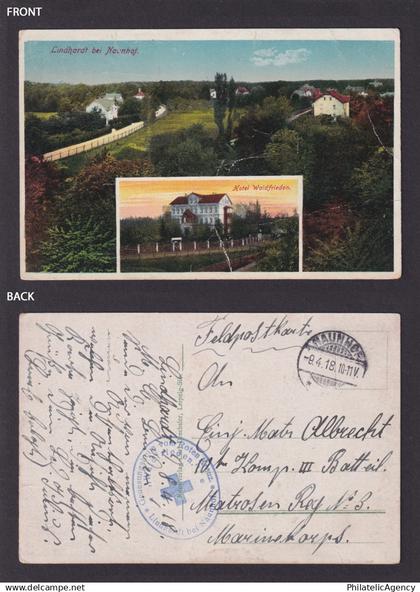 GERMANY 1918, Postcard from Naunhof Red Cross, Fieldpost, WWI