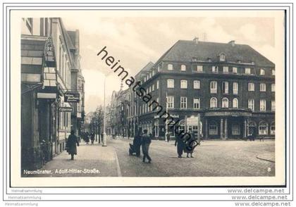 Neumünster - Adolf-Hitler-Strasse - Bahnhofs-Hotel - Foto-AK 30er Jahre