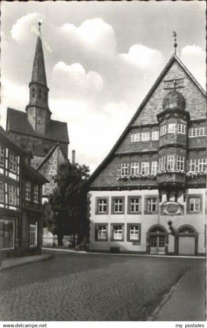 70121191 Osterode Harz Osterode Rathaus Marktlirche ungelaufen ca. 1955