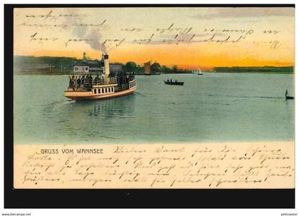 AK Gruss vom Wannsee mit Ausflugdampfer, 11.7.1904 nach STRAUPITZ 2.7.04