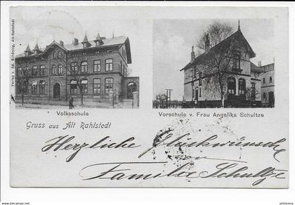 Ansichtskarte 1904: Gruss aus Alt Rahlstedt, Vorschule nach Lokstedt