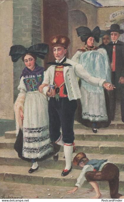 Hesse Hanau Costumes Fashion German Child Poverty Old Postcard