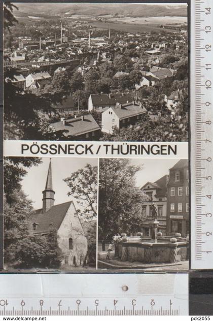 Pössneck 3 Bilder Teilansicht, Gottesackerkirche, Marktbrunnen nicht gelaufen ( AK 978 )  günstige Versandkosten