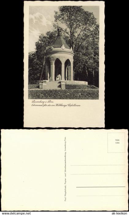 Postcard Lauenburg (Pommern) Lębork Kriegerehrenmal, Pommern 1935