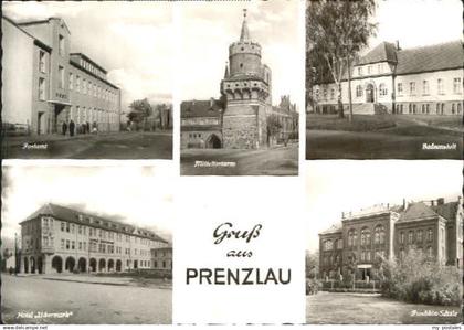 70087208 Prenzlau Prenzlau Post Schwimmbad Hotel Schule Turm