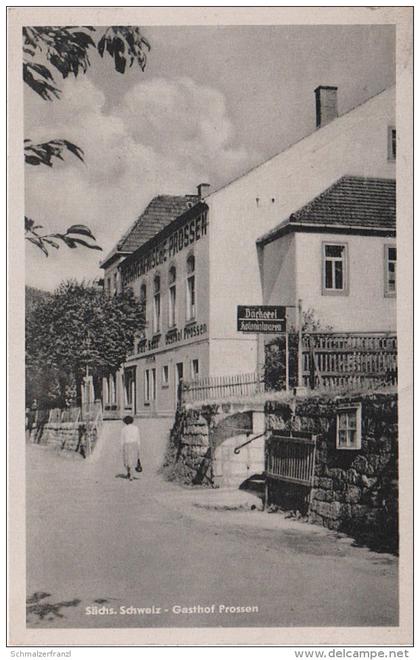 AK Prossen Gasthof Bäckerei Laden bei Rathmannsdorf Porschdorf Waltersdorf Schandau Königstein Sächsische Schweiz