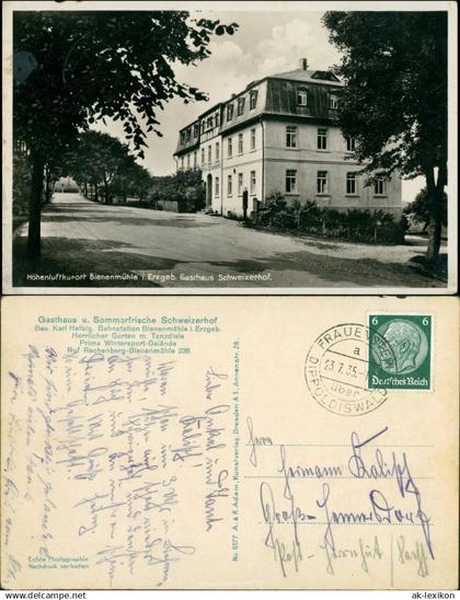 Ansichtskarte Rechenberg-Bienenmühle Gasthaus Schweizerhof 1935