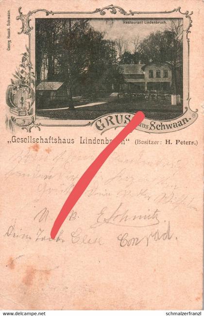 Vorläufer Litho AK Schwaan Gesellschaftshaus Restaurant Lindenbruch Güstrow Bützow Laage Bahnpost Rostock Neubrandenburg