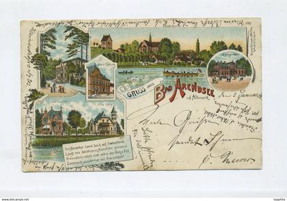 1905 Sachsen Anhalt Dt. Reich farbige Litho - Postkarte Gruss aus Bad Arendsee Altmark