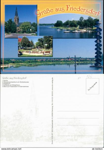 Friedersdorf (Mulde)-Muldestausee 4 Ansichten, ua. Pegelturm, Dorfplatz 2000