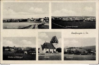 CPA Kaufungen Limbach Oberfrohna Sachsen, Kirche, Rittergut, Vorwerk, Oberer und Unterer Ortsteil