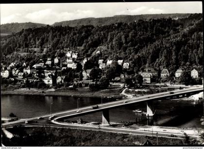 CPA Rathmannsdorf in Sachsen, Blick zur Brücke, Teilansicht, Fliegeraufnahme