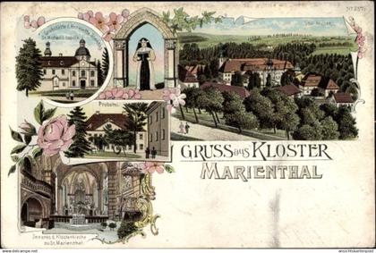 Lithographie Ostritz in der Oberlausitz, Kloster Sankt Marienthal, Grabstätte Henriette Sonntag, Probstei