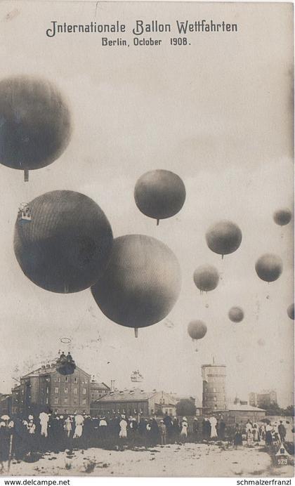 Litho AK Berlin Schmargendorf Internationale Ballon Wettfahrten 1908 Flugfeld Flugplatz Gaswerk a Wilmersdorf Grunewald