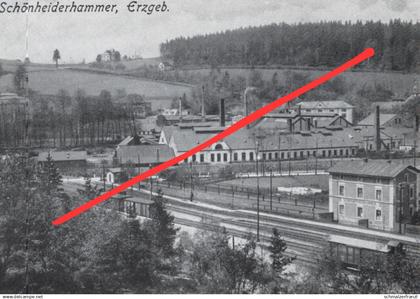 REPRO AK Schönheiderhammer Hammerwerk Fabrik Bahnhof Schönheide Eibenstock Auerbach Stützengrün Aue Vogtland Erzgebirge