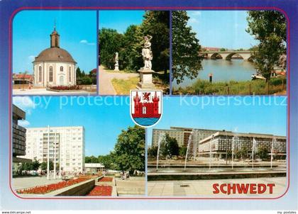 73270425 Schwedt Kirche Denkmal Oder Bruecke Wasserspiele Hochhaus