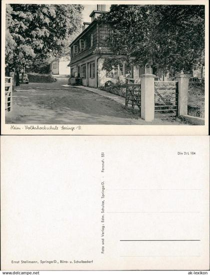 Ansichtskarte Springe Heim- Volkshochschule Schule Springe D. 1950