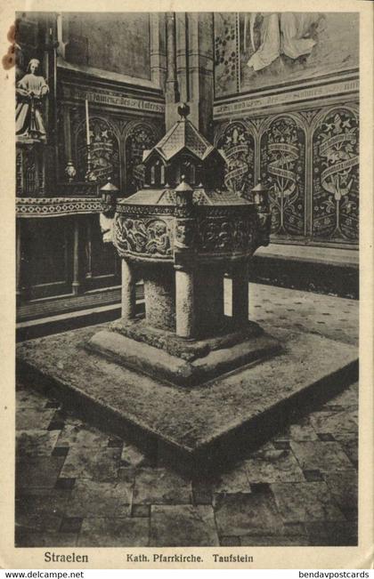 STRAELEN, Katholische Pfarrkirche, Taufstein (1946) AK