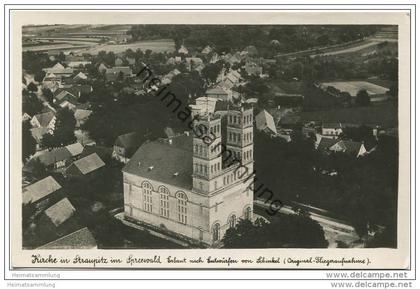 Straupitz - Kirche - Fliegeraufnahme - Foto-AK 40er Jahre - Verlag Max O'Brien Berlin