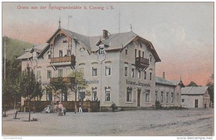 AK Gruss Spitzgrundmühle Gasthof bei Coswig Radebeul Weinböhla Moritzburg Friedewald Auer Niederau Radeburg Dresden