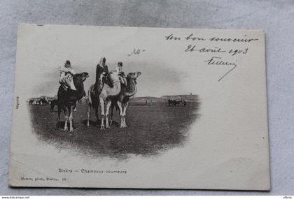 Cpa 1903, Biskra, chameaux courreurs, Algérie