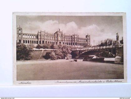 AK München - Maxililianeum, Maximaliansbrücke und Pallas Athene.