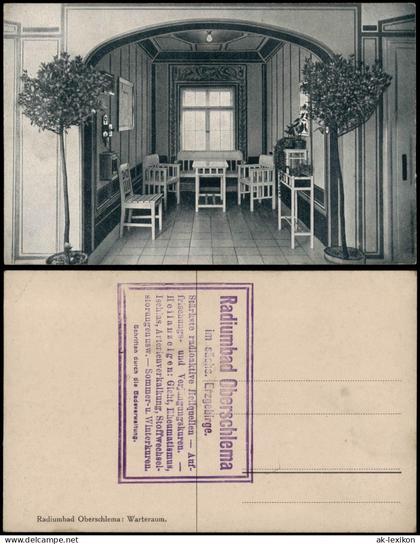 Ansichtskarte Oberschlema-Bad Schlema Radiumbad Kurhotel Warteraum. 1922
