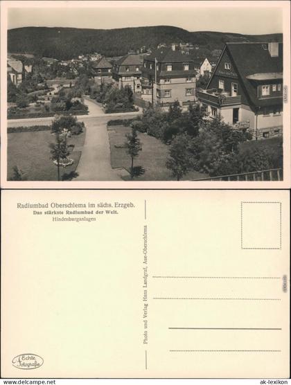 Ansichtskarte Oberschlema-Bad Schlema Straße und Hindenburganlagen 1934