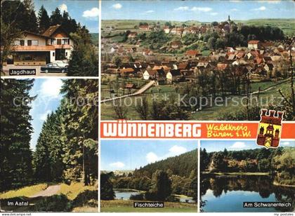 72524328 Wuennenberg Gesamtansicht Jagdhaus Aatal Fischteiche Schwanenteich Bad