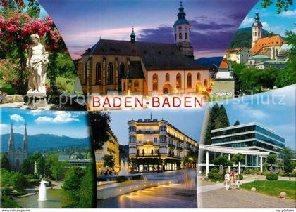 73207769 Baden-Baden Stiftskirche Stadtansichten Nachtaufnahme Baden-Baden