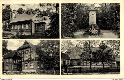 CPA Fuhrberg Burgwedel Niedersachsen, Gasthaus zum Deutschen Hause, Kirche, Ehrenmal, Forstamt