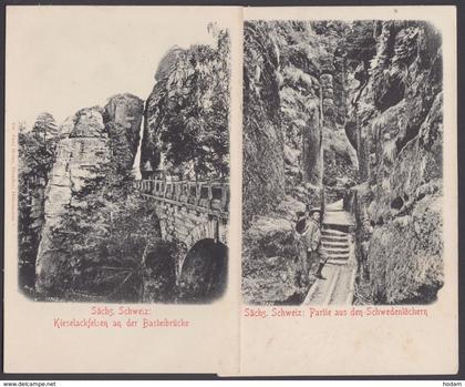 "Bastei", "Schwedenlöcher", sächs. Schweiz, 2 Karten, um 1910